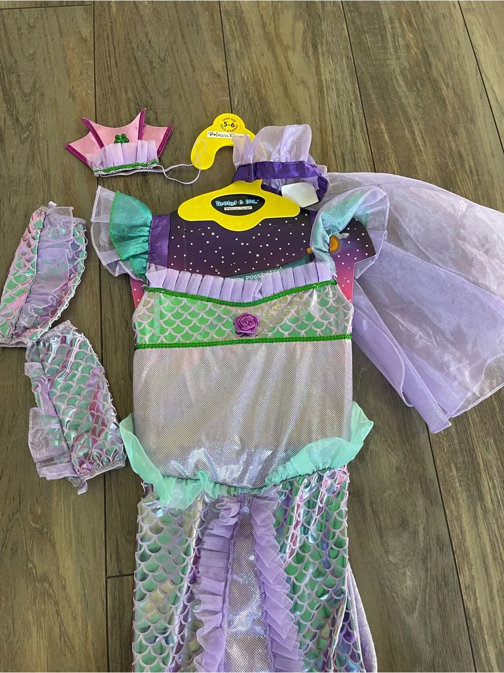 Princess sparkly Coral Mermaid Halloween costume dress for girls size 5-6